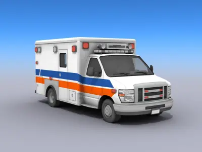 Ambulance Vehicle Low-poly 3D model