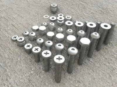 Nut and Bolt Package 4 Basic Version   Low-poly 3D model
