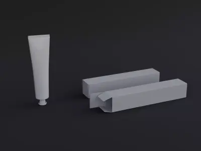 Hand Cream Laminate Tube and Packaging box Low-poly 3D model