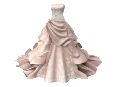 Ball-Gown Sweetheart Court Train Dress Low-poly 3D model