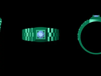 Signet Ring Diamond Link Style 3D print model