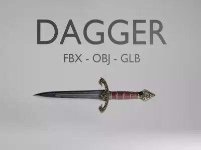 Fantasy Dagger 3D Model - Medieval Weapon - FBX OBJ GLB 3D model