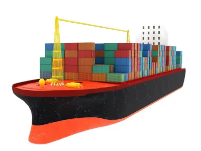Container Ship  Low-poly 3D model