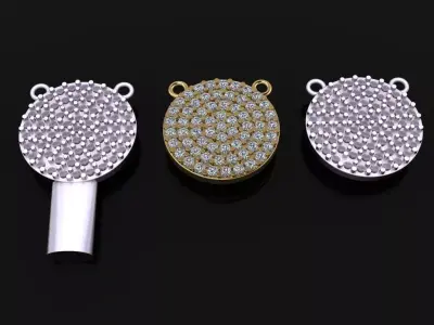 ROUND CLUSTER STUD PENDANT 1MM LARGE SIZE 3D print model