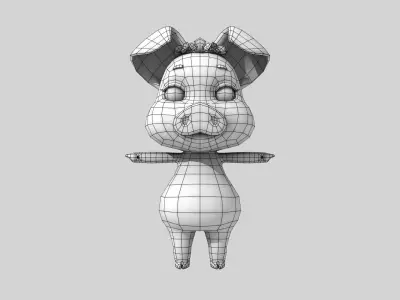 Little pig collection Low-poly 3D model