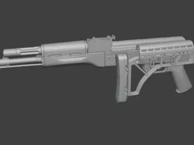 Tactical buttstock Skeleton Low-poly 3D model