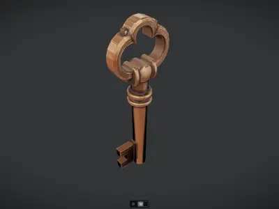 antique ornate metal key 3D model