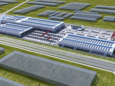 Industrial buildings cement bridges factories 3D model