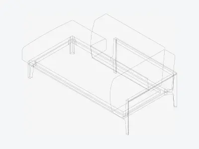 Furniture - Sofa - Contemporary - Oak - Chaise - Left Low-poly 3D model