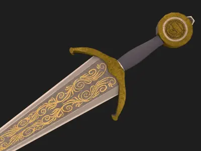 Cinquedea - sword of Sands  Low-poly 3D model