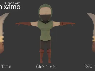 Assassin Character Low-poly 3D model