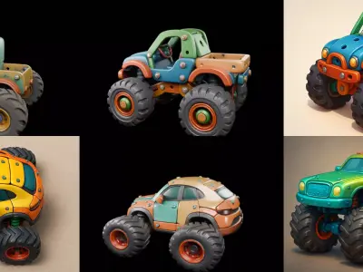 Monster Truck bundle 2 pack 100 glb 3D model