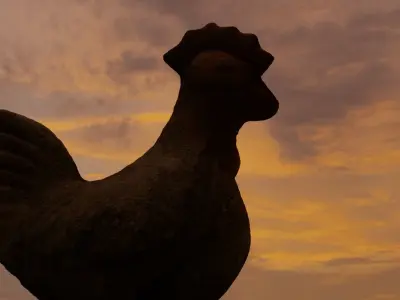 Stone Chicken Statue 3D model
