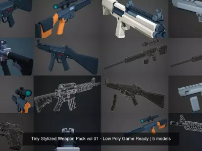 Tiny Stylized Weapon Pack vol 01 - Low Poly Game Ready 3D Model Collection
