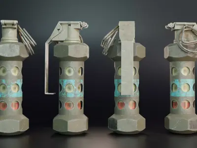 M-84 Stun Grenade game-ready AAA model Low-poly 3D model
