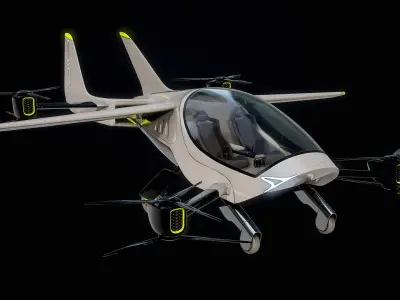 Flying Car eVTOL Air One Black PBR 3D model