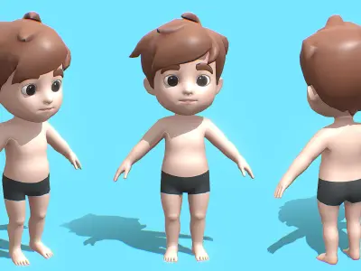 Base Mesh Pack - Cartoon Boy Kid  Low-poly 3D model
