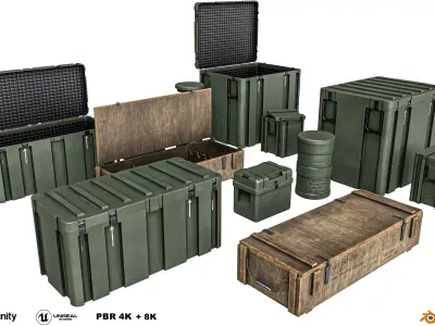 Military Crate Package Low-poly 3D model