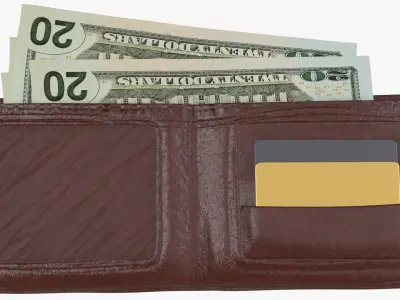 United States 20 Dollars Wallet Money Purse 3D model