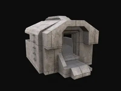 Military Concrete Bunker Base 4 Low-poly 3D model