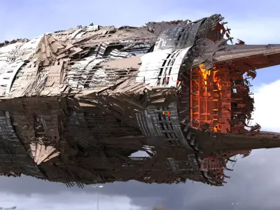Grand Cigar zeppelin Mega city blocks 3D model
