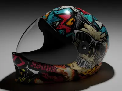 Helmet with graffiti 3D model