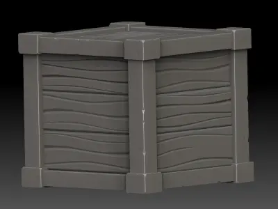 stylized wooden box 3D model