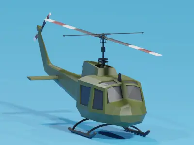 Bell UH-1 Iroquois Helicopter US Army Low-poly 3D model