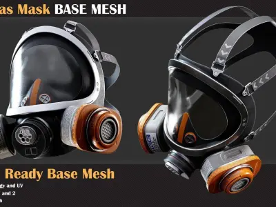 25 Gas Mask Base Mesh - VOL 09 - Game Ready    3D model