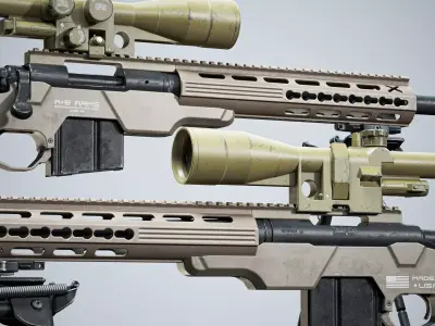 Remington 700 Tactical Sniper Rifle low-poly 3d model Low-poly 3D model