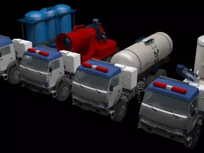 Anti-vehicle fire truck with water tanks 3D model