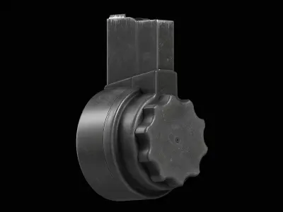 X Products X-25 50 Round Drum Magazine cal 308 Low-poly 3D model