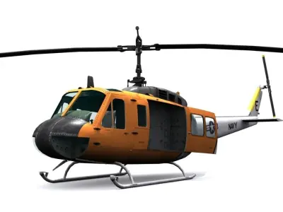 Rescue helicopter uh 1 Low-poly 3D model