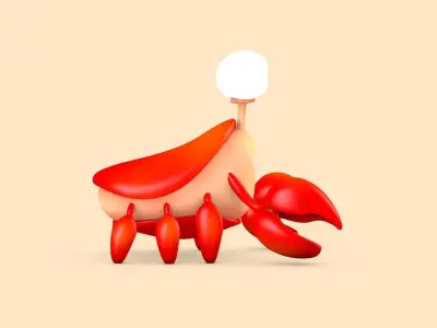 Cartoon Crab Low-poly 3D model