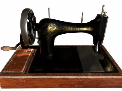 Old Singer Sewing Machine Low-poly 3D model