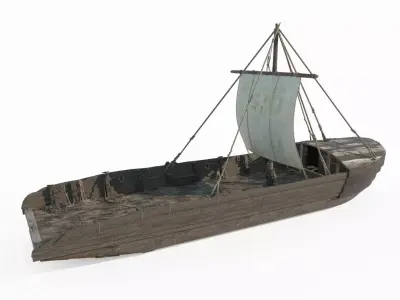 Ancient carrier transport sailboat 3D model
