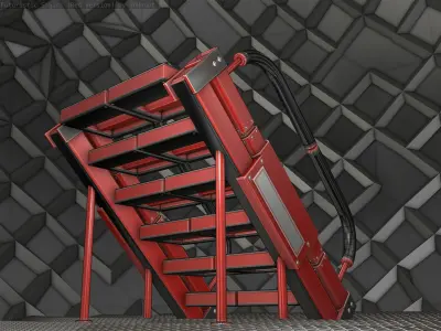 Sci-Fi Stairs - 8 - Red Version Low-poly 3D model