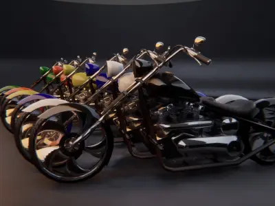 Chopper Motorcycle Low-poly 3D model