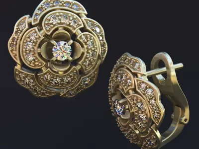 rose earrings 3D print model