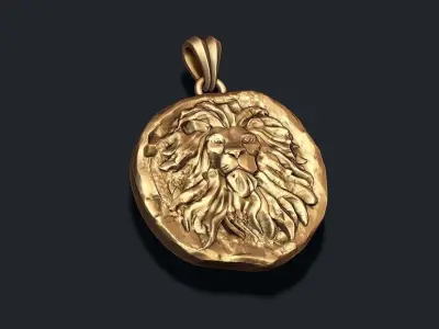 Ancient lion coin pendant 3D print model purchase