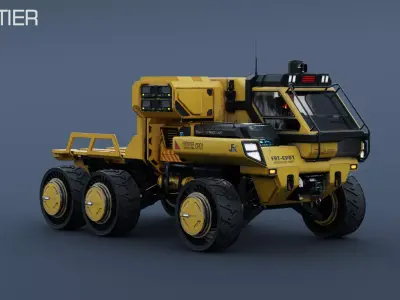 PBR-Frontier Cargo Rover 3D Model Rigged-Game Ready-Blender-FBX Low-poly 3D model