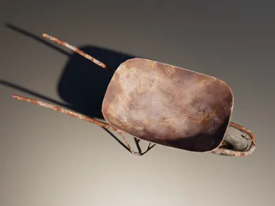 Old Rusty Wheelbarrow Low-poly 3D model