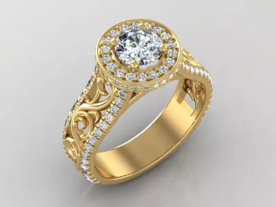 Engagement halo ring 3D model purchase