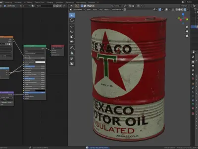 Old TEXACO Motor Oil Barrel and Canister Low-poly 3D model