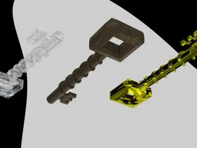 Antique key Low-poly 3D model get