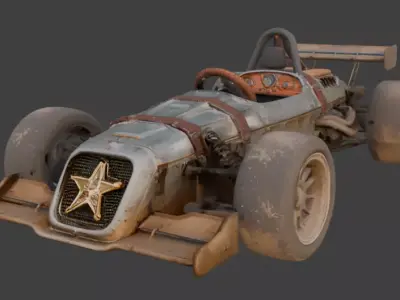 Post-Apocalyptic Sheriff Formula Racer  Low-poly 3D model