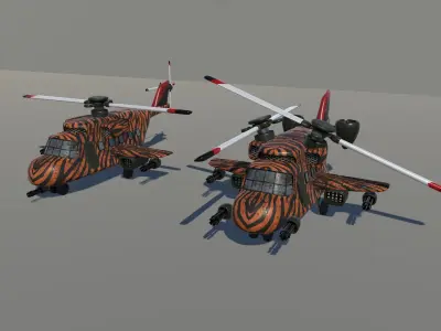 helicopter Low-poly 3D model Low-poly