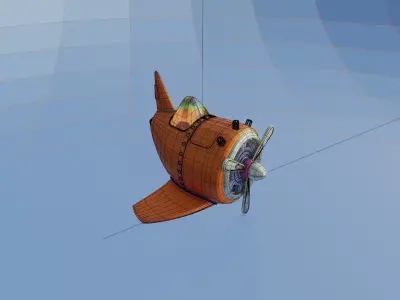 Aircraft orange toy airplane Free low-poly 3D model