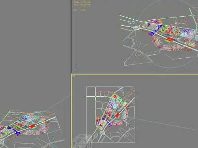 Architecture city at night with fireworks 3D model