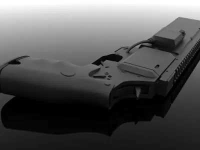 Cyberpunk Sci-Fi POLICE revolver Low-poly 3D model